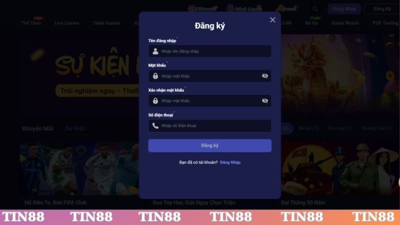 Thao tác đăng ký ngay trên trang chủ nhà cái
