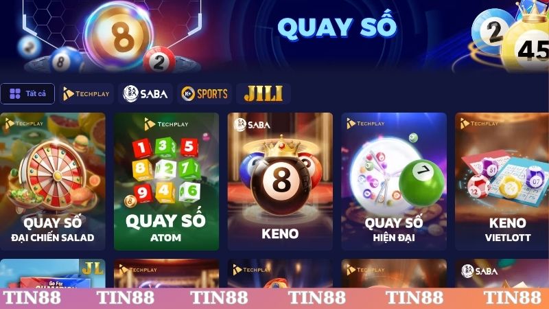 Đa dạng các thể loại quay số TIN88 xanh chín
